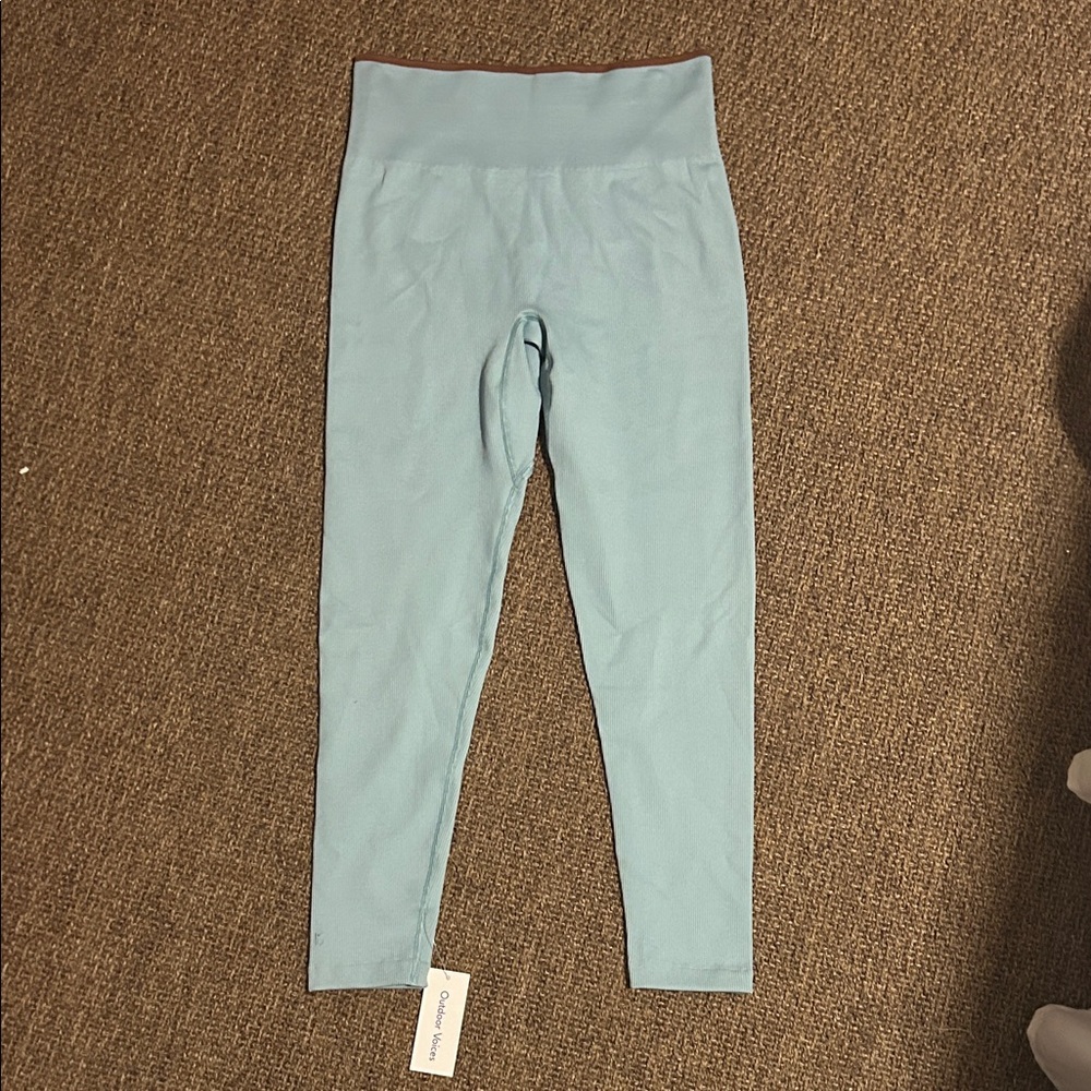 Outdoor Voices Light Blue and brown Leggings